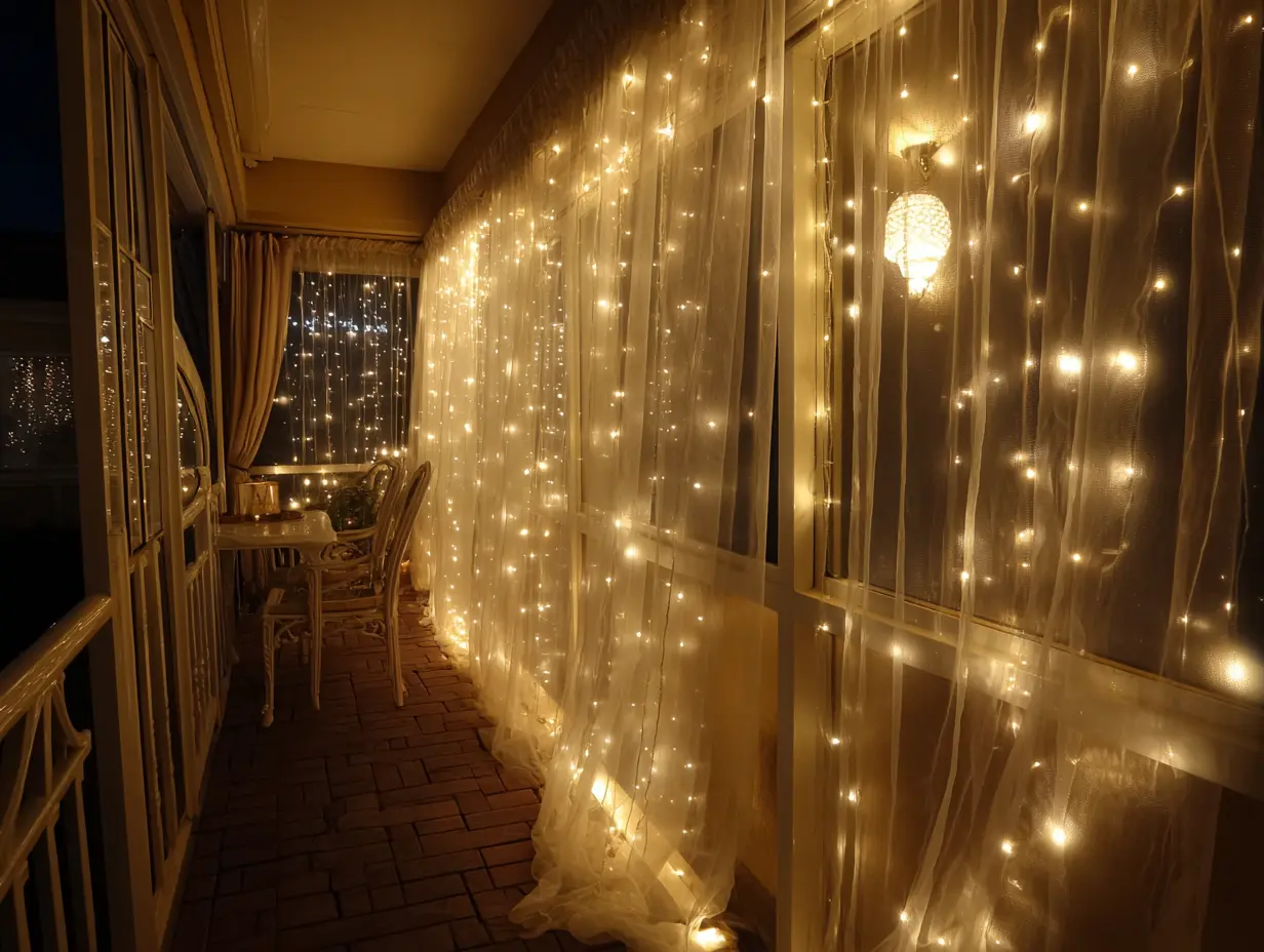 Illuminate Balcony Walls With Curtain Lights