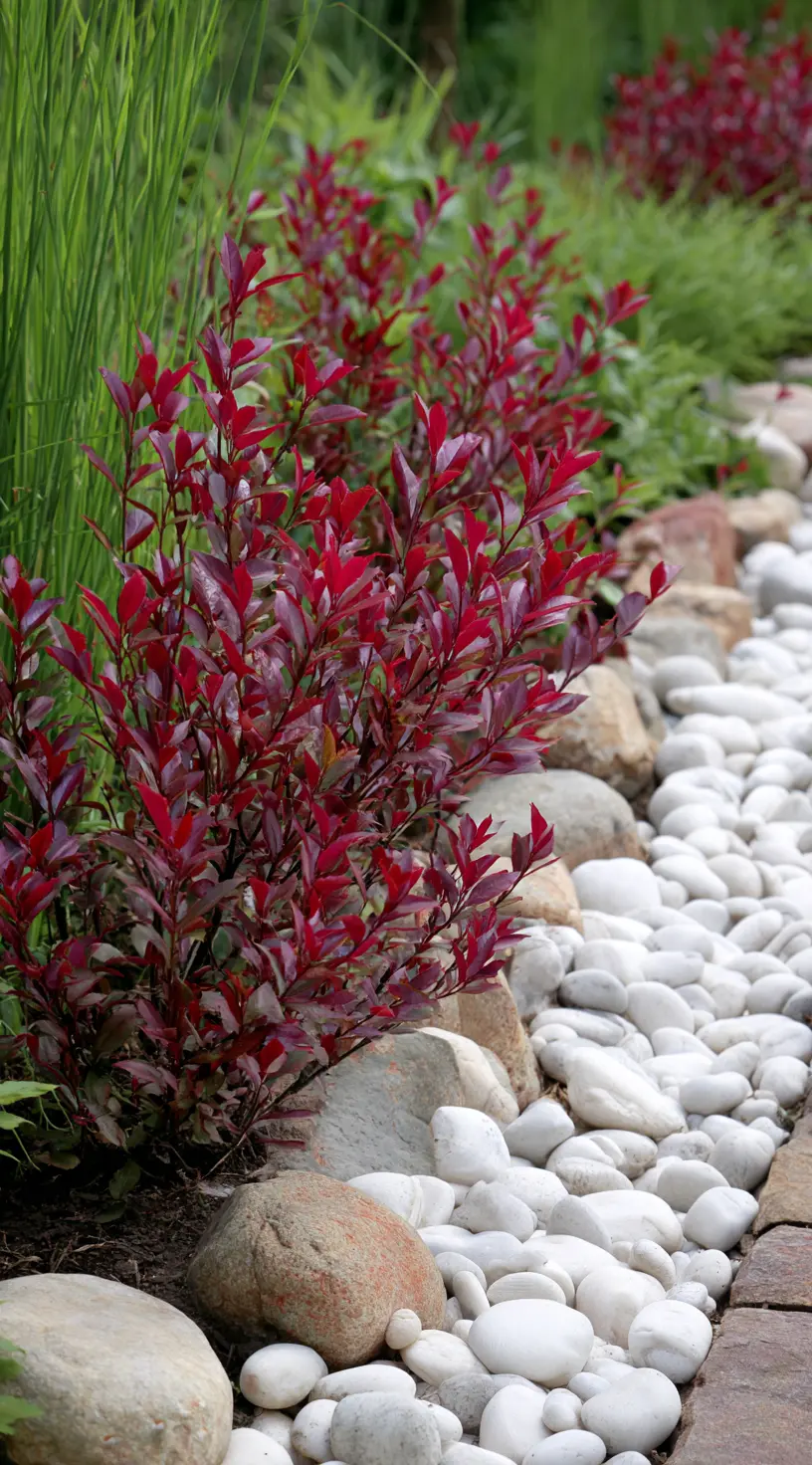 Heuchera Contrasting with Stone and Pebbles