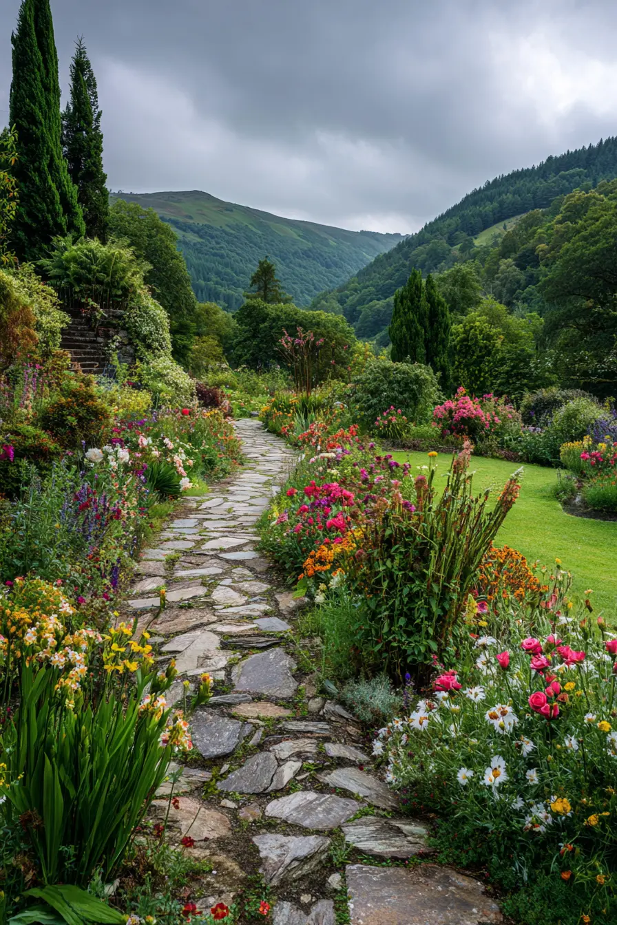 Flagstone Path with Mountain Views