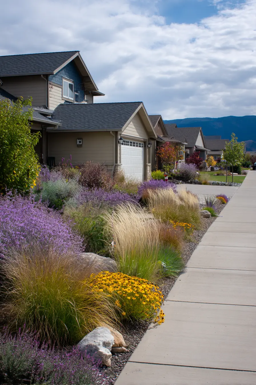 Driveway Border with Colorful Native Plant Mix