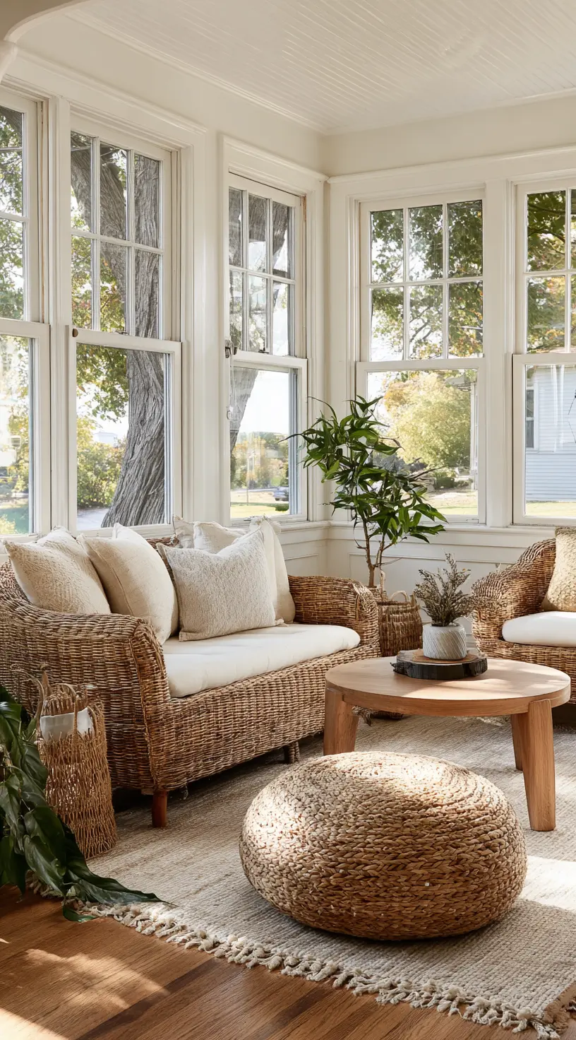 Cozy Sunroom with Natural Textures