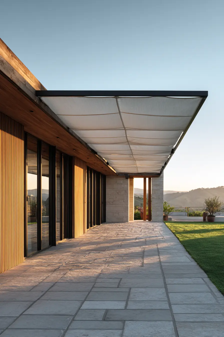 Modern Tensioned Canopy for Driveway Shade