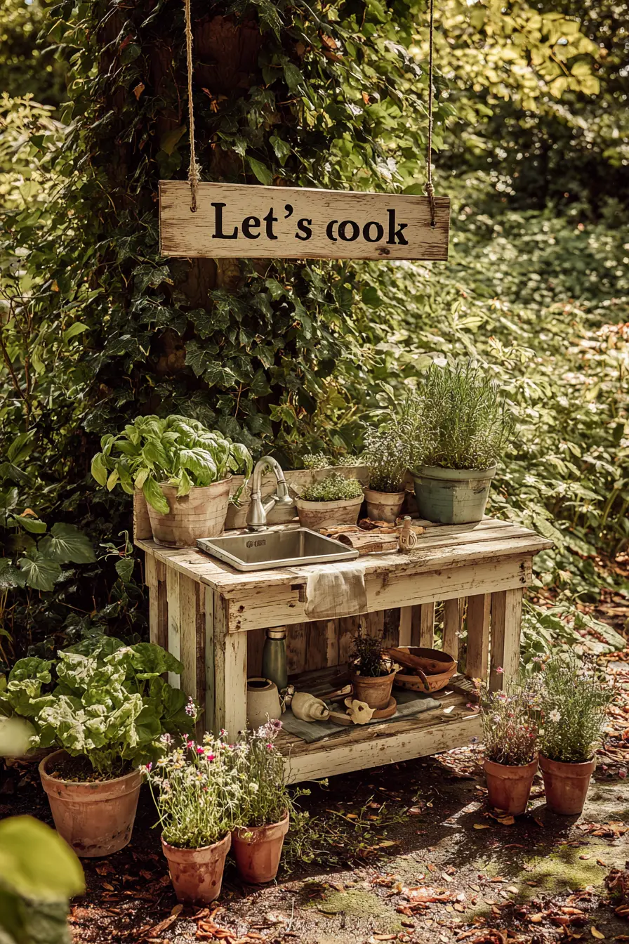Garden Inspired Mud Kitchen with Rustic Elegance