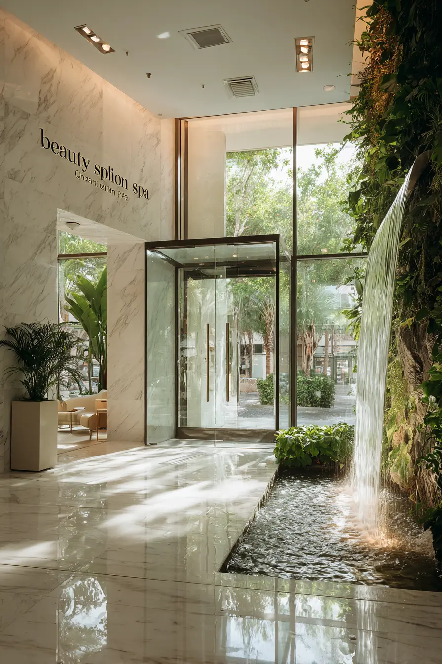 Nature-Inspired Entrance with Waterfall Feature