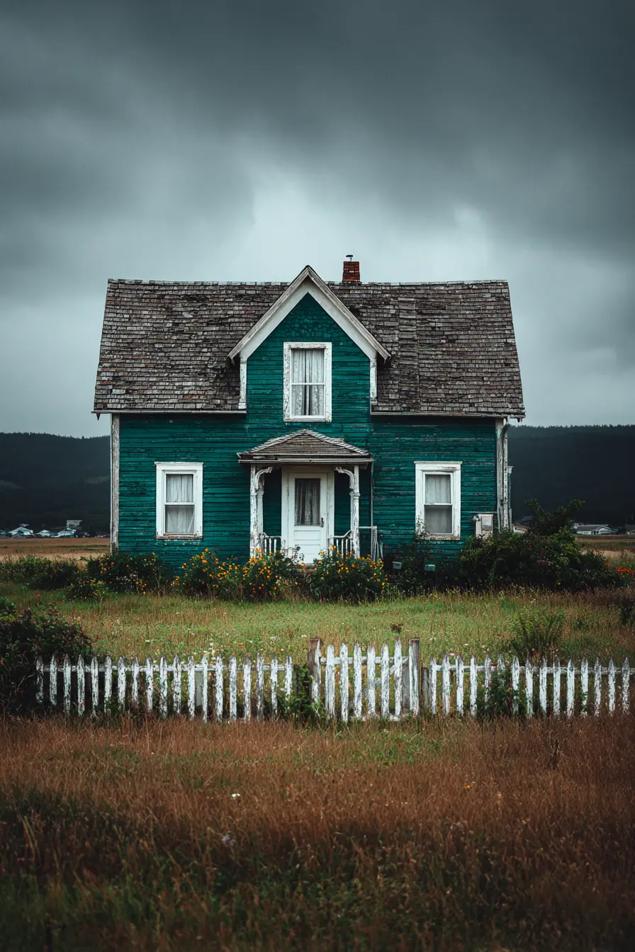 Rustic Dark Green Farmhouse with Vintage Charm
