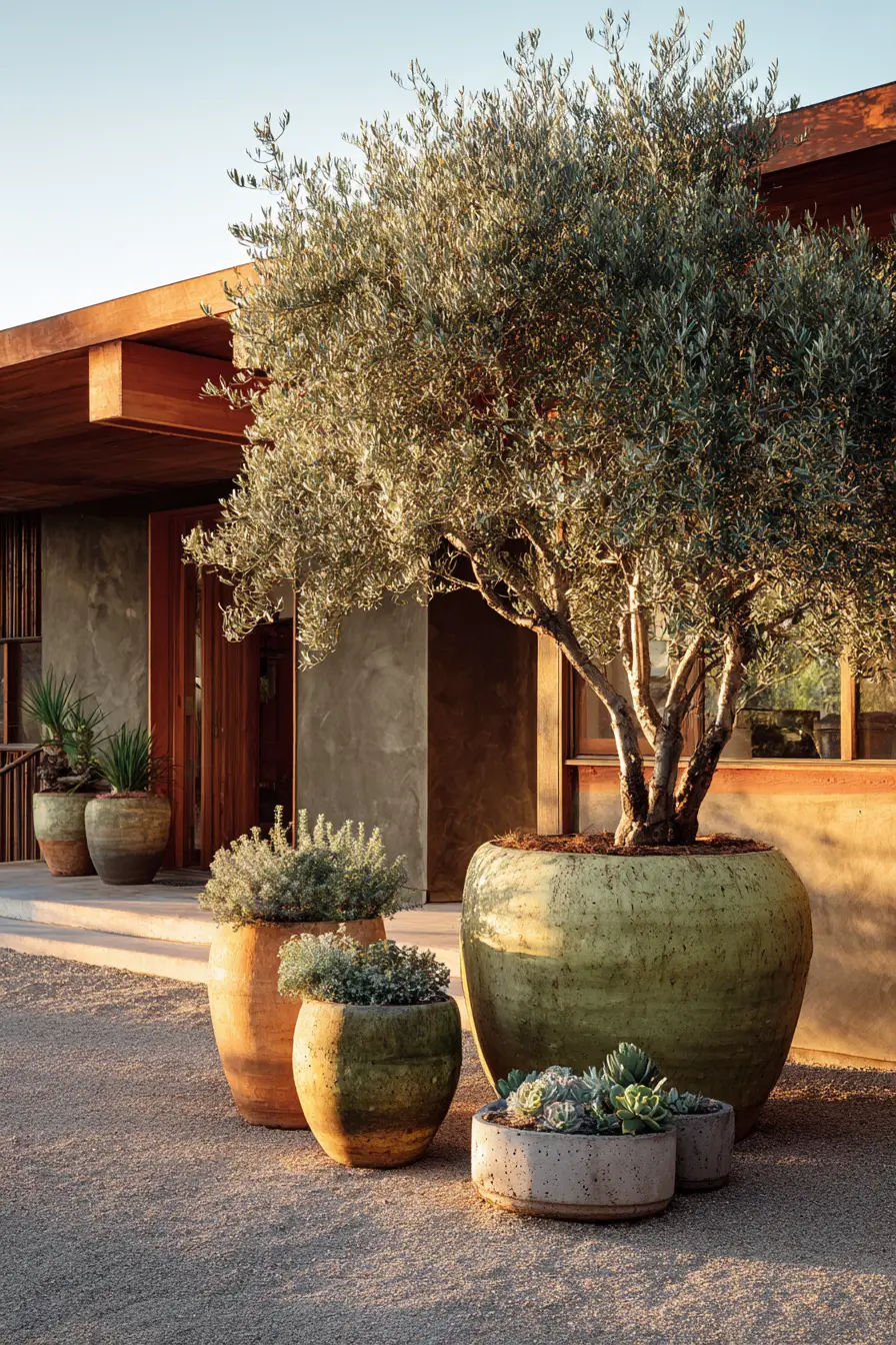 Potted Greens Bring Warmth and Elegance to Entrances
