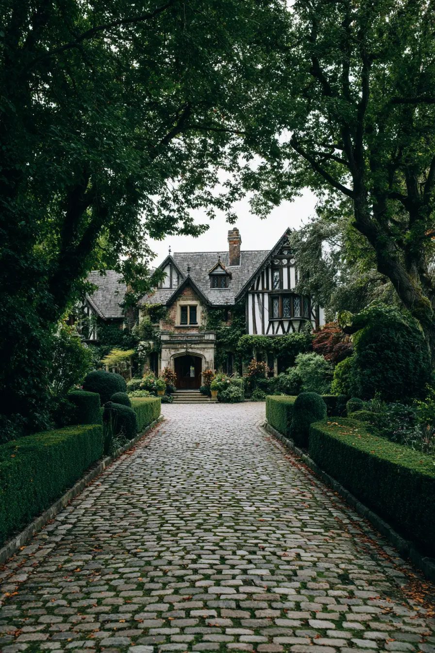 Classic Cobblestone Driveway with Timeless Charm