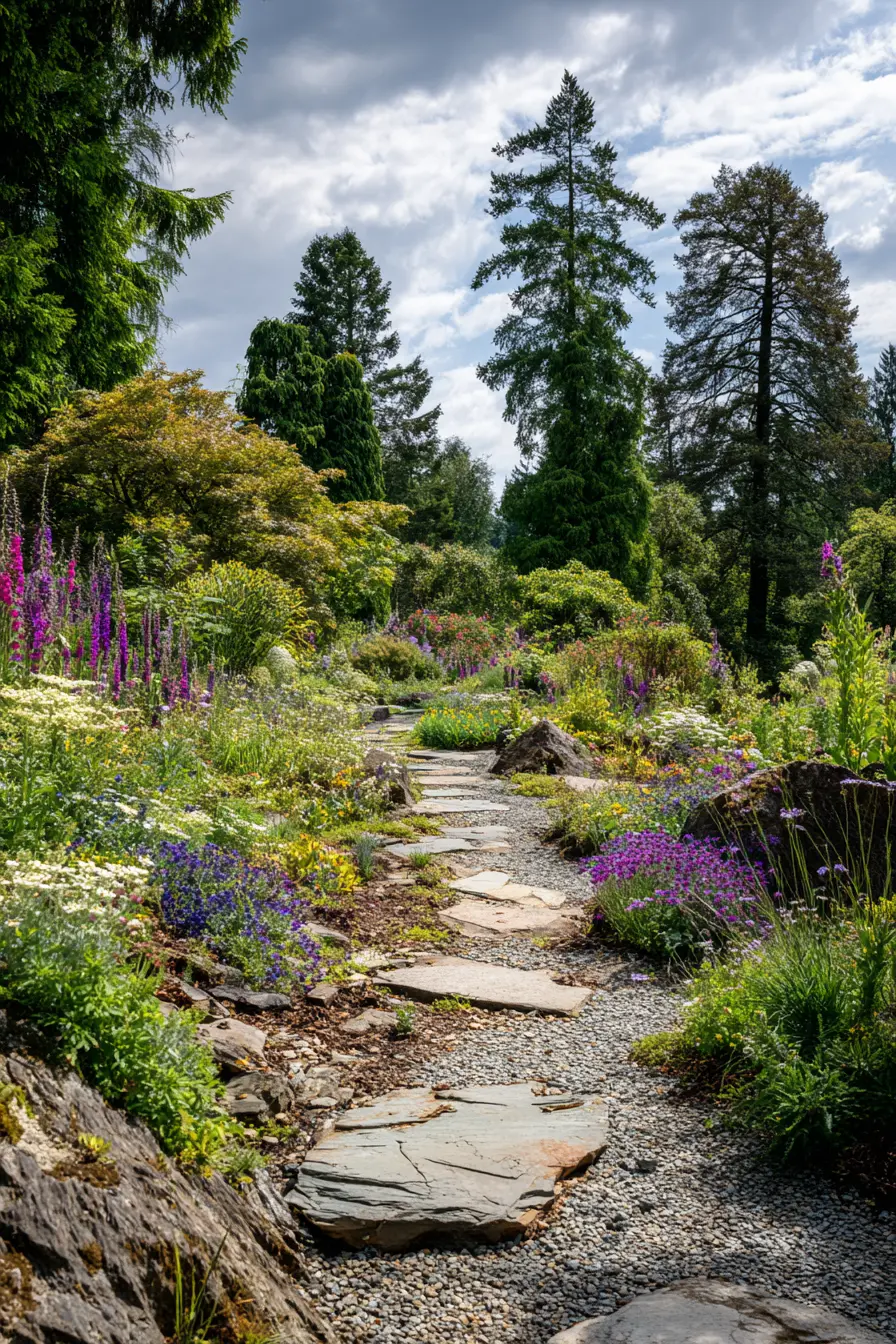 Natural Stone Pathway Through a Woodland Garden