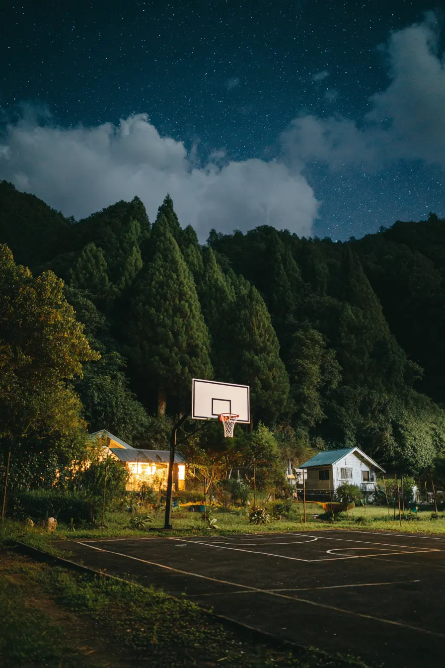 Driveway Basketball Court Under the Stars