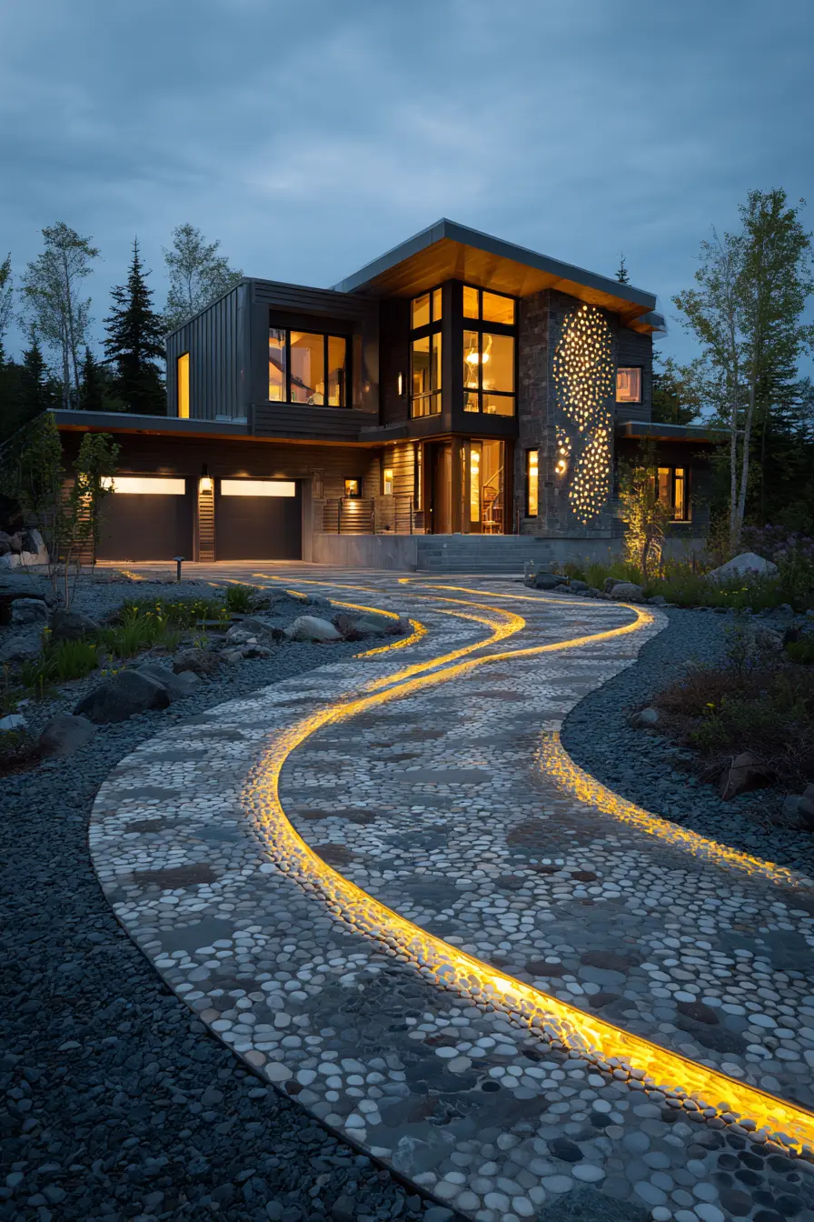 Illuminated Pebble Driveway Divider