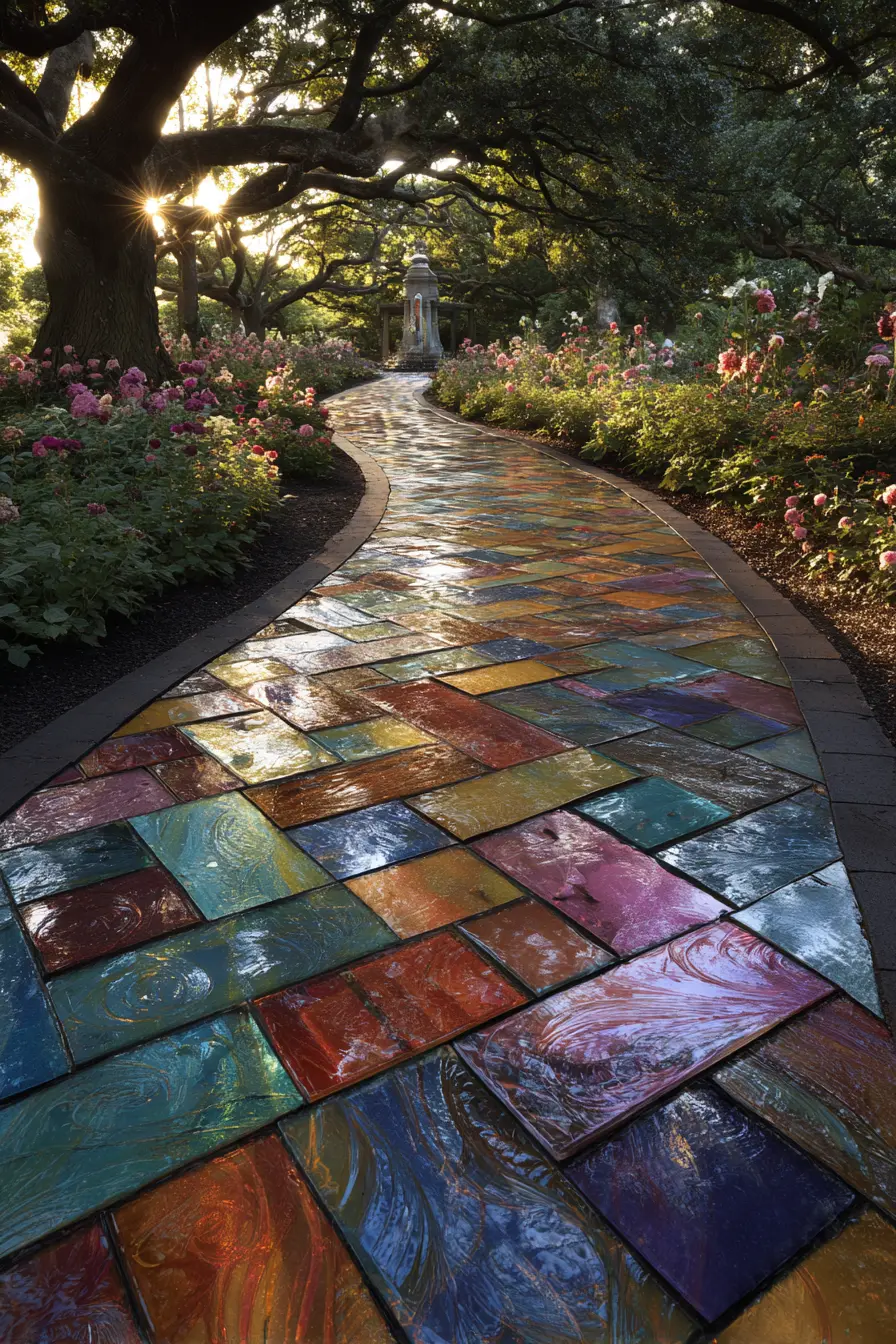 Vibrant Mosaic Walkway with Artistic Flair