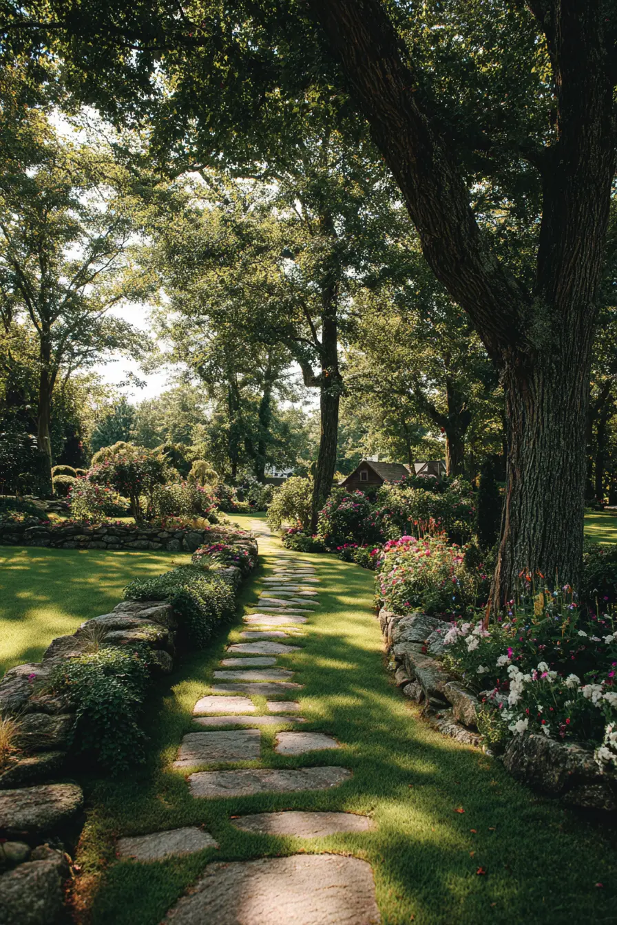 Charming Grassy Path with Stone Accents