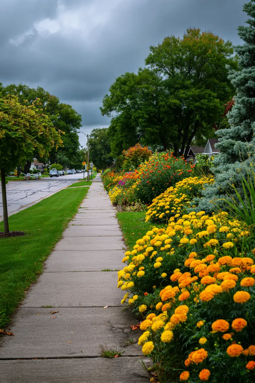 Marigolds for a Cheerful Walkway Border