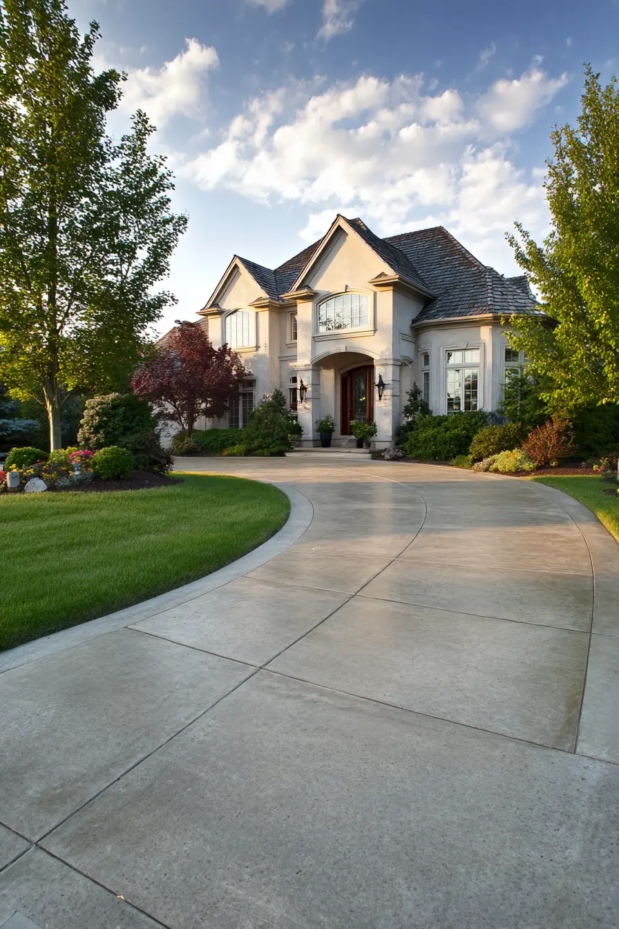 Elegant Curved Concrete Driveway Design