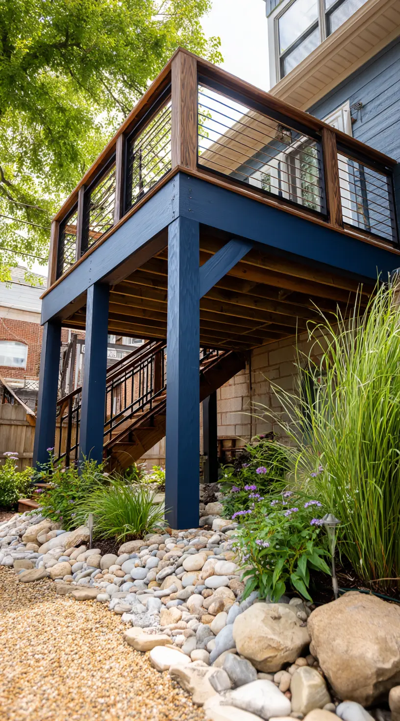 Elevated Deck with Bold Painted Skirting