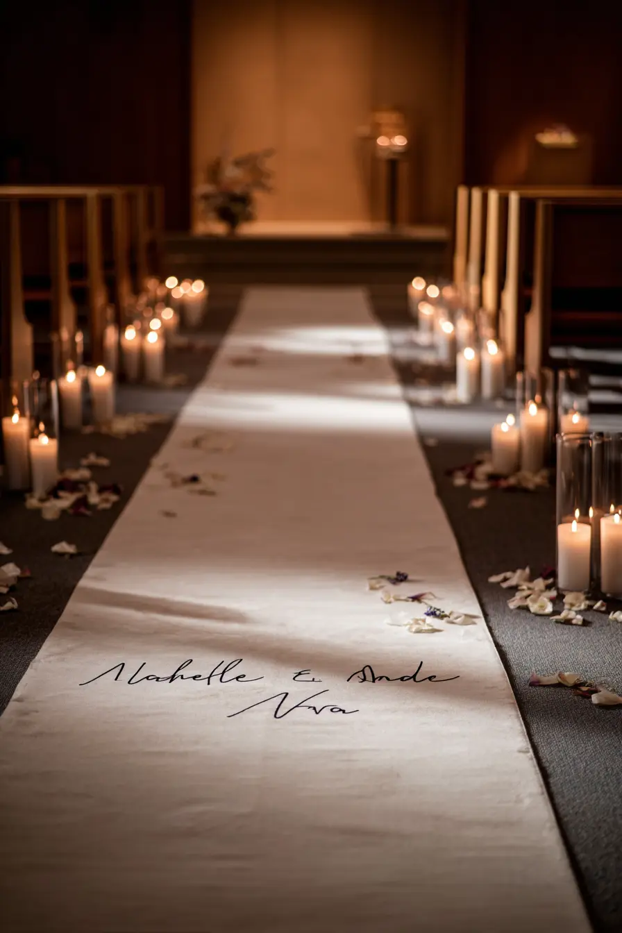 Candlelit Aisle with Personalized Runner