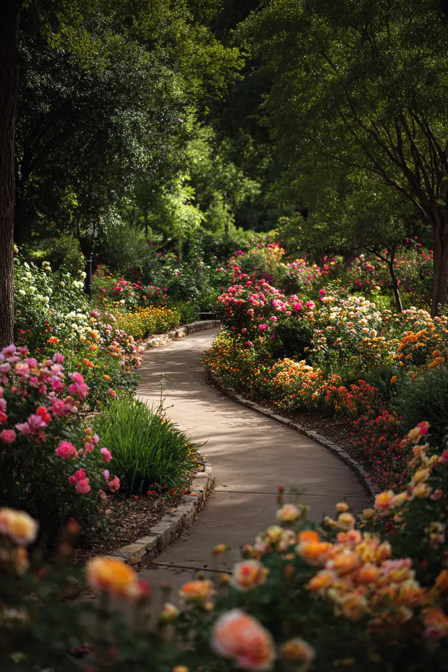 Composite Walkway Through a Rose Garden