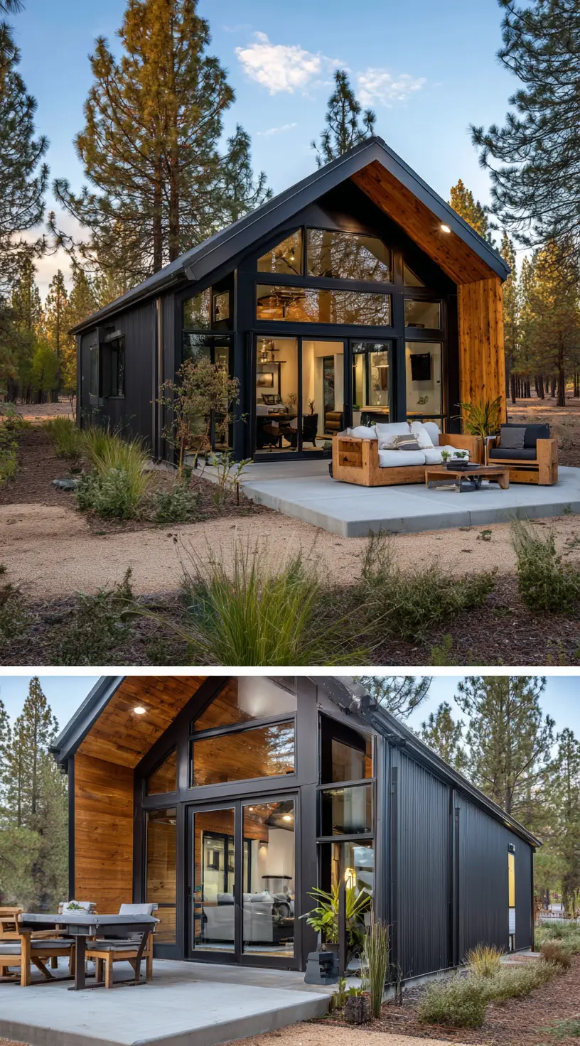 Modern Black Barn House with Warm Timber Touch