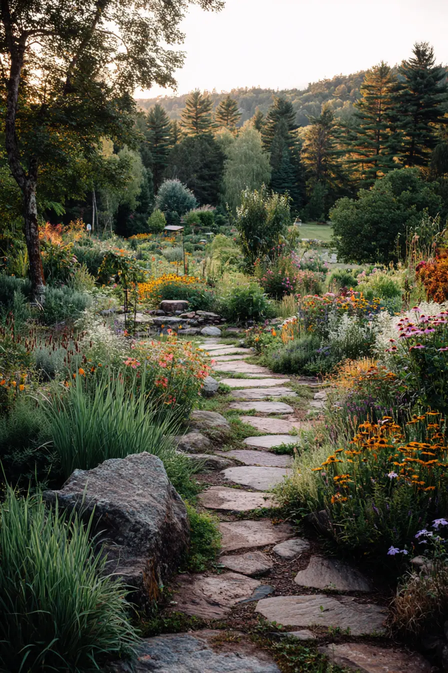 Rustic Walkway with Wildflower Borders