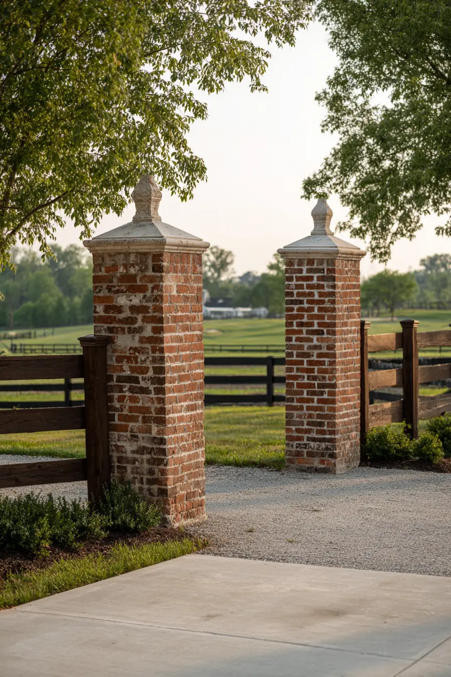 Rustic Brick Driveway Posts
