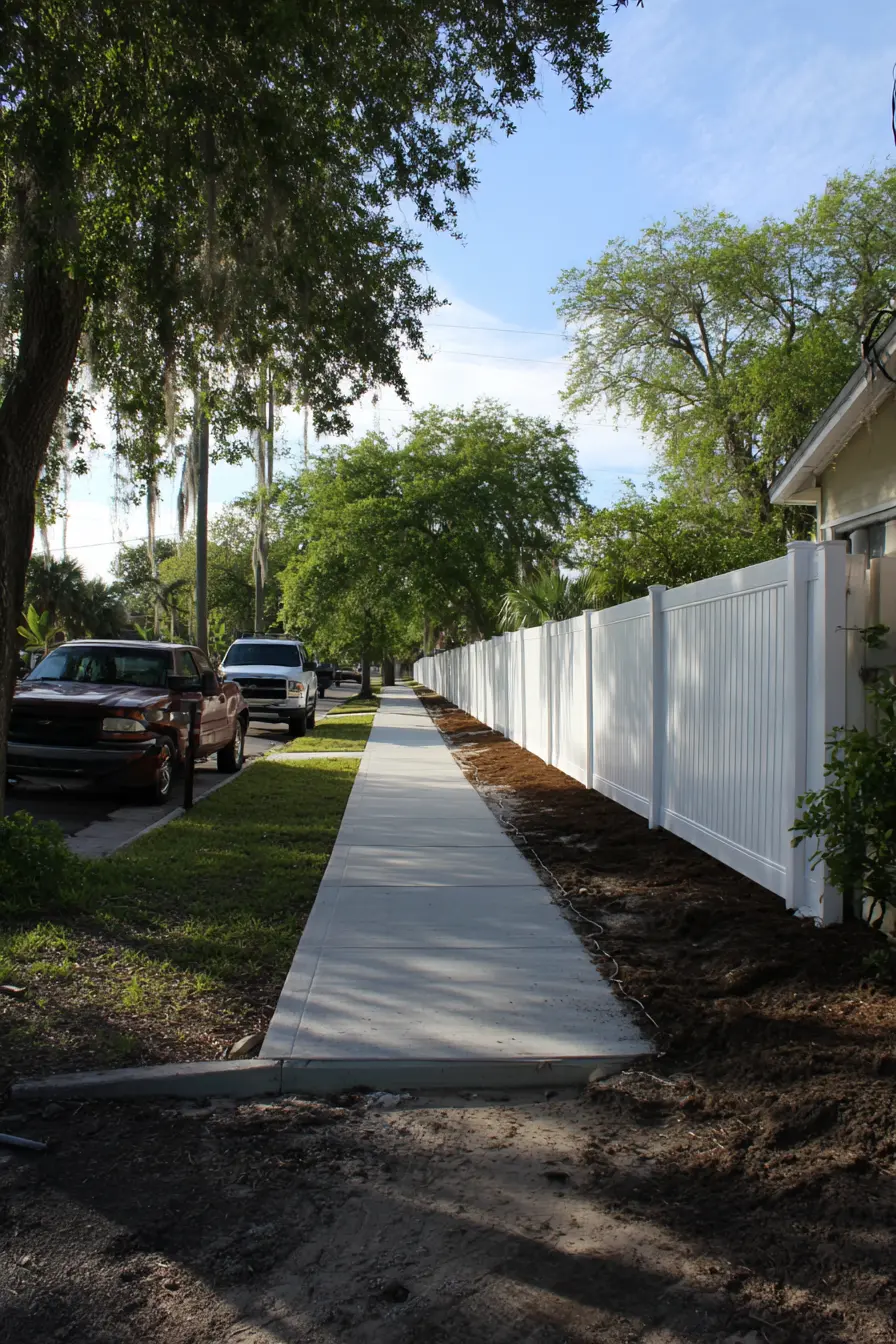 Classic White Vinyl Fence for Shared Driveways