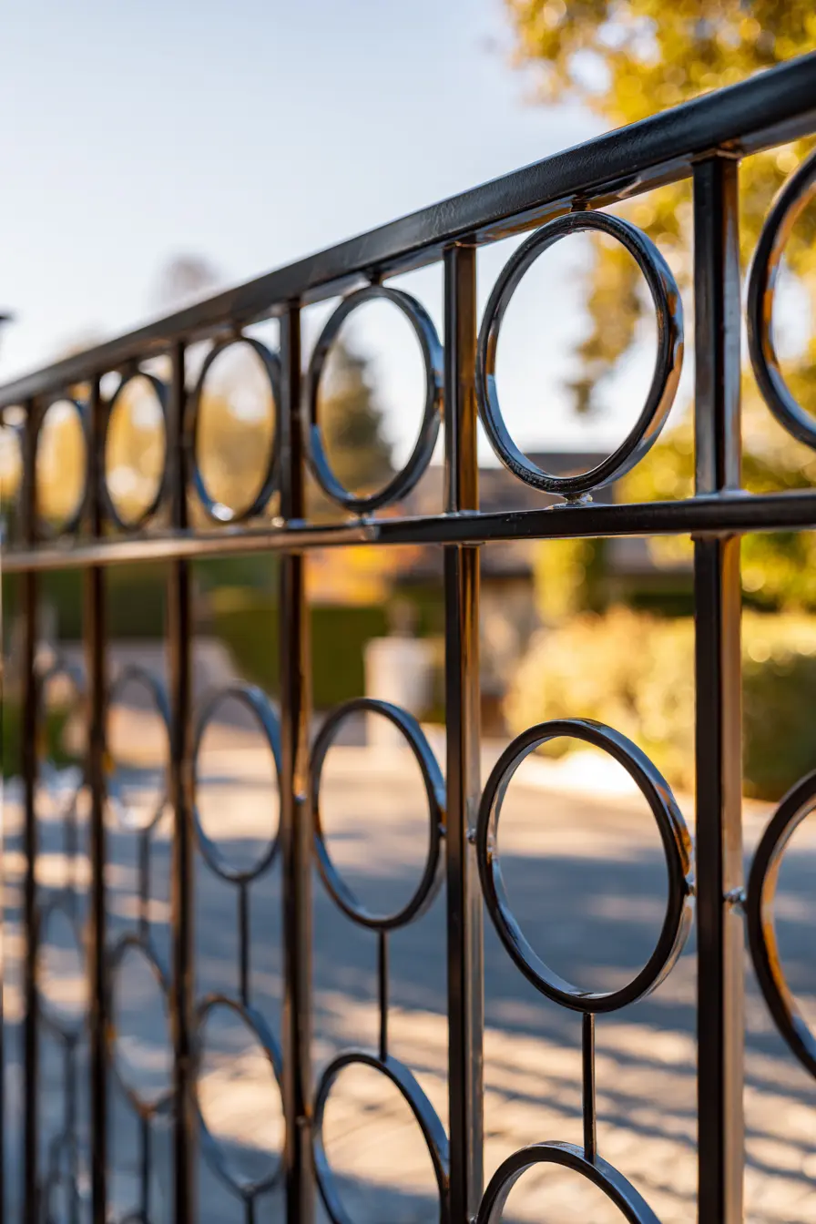 Sleek Gate Design with Circular Patterns