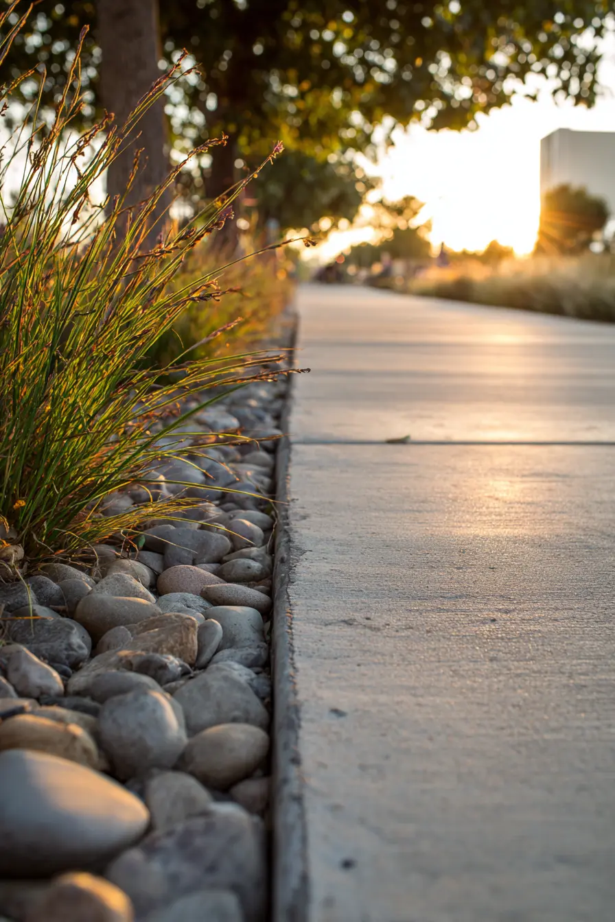 Modern Concrete Pathway with Natural Stone Edging
