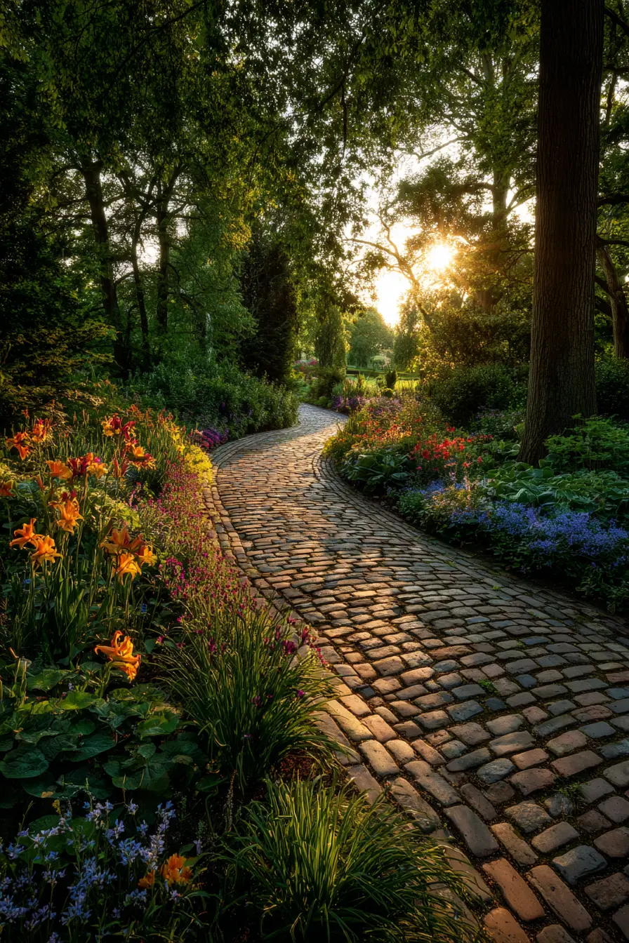 Classic Cobblestone Garden Path