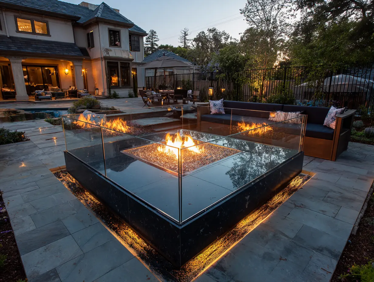 Enclose the Fire Pit With Glass for Elegance