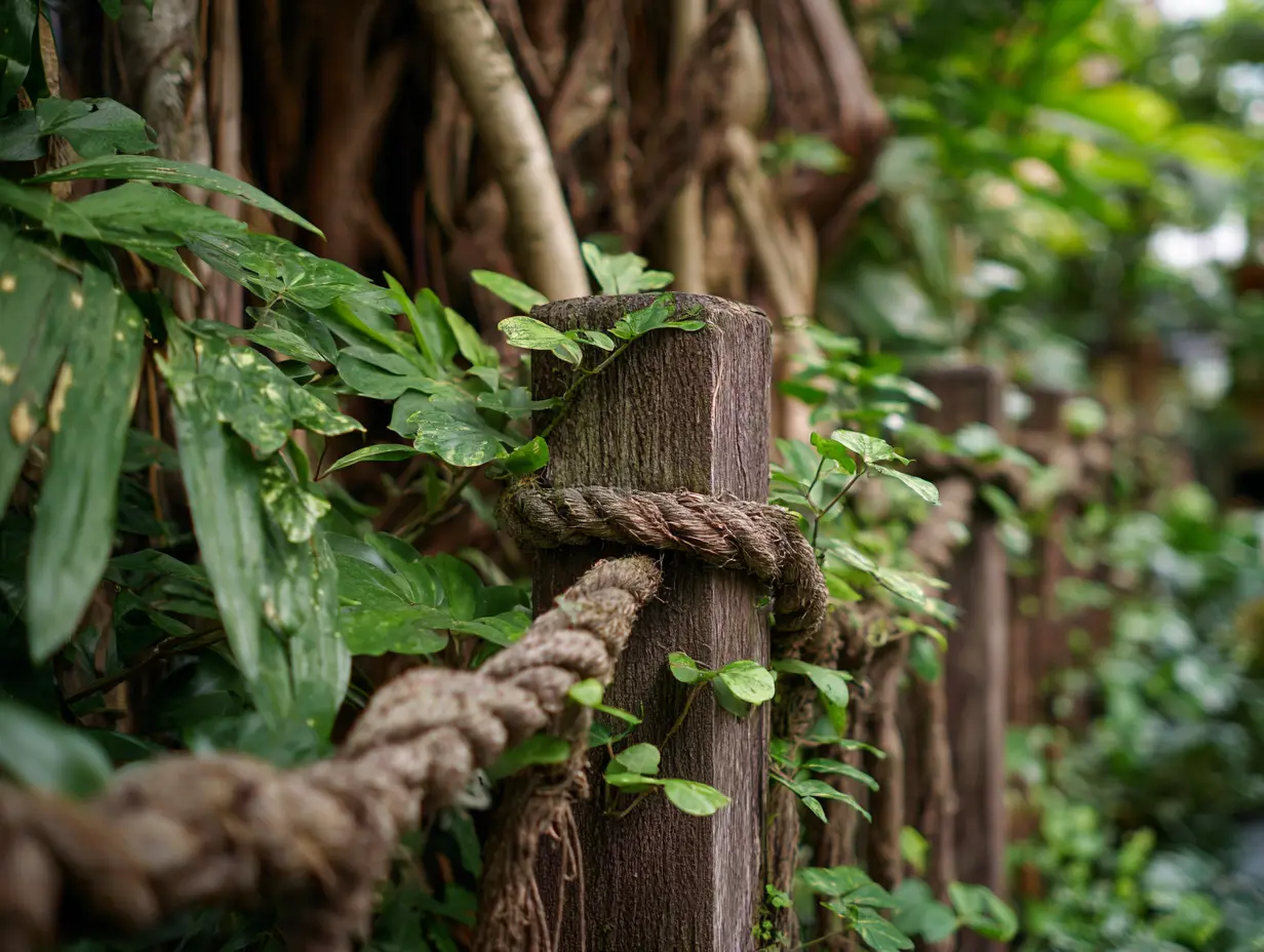Use Thick Ropes Tied Between Wooden Posts for a Nautical Look
