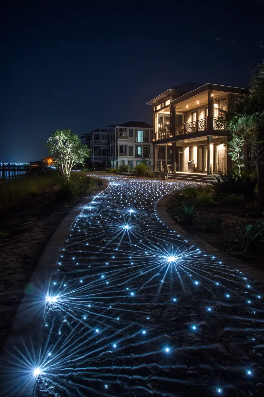 Starry Night Driveway with Embedded Lighting