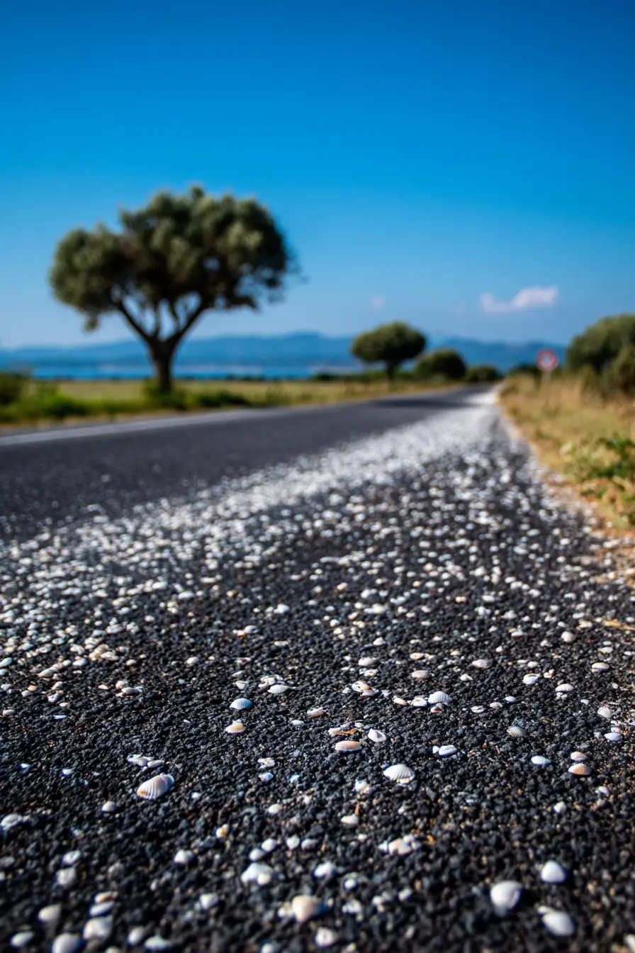 Coastal Gravel Driveway with Seashell Accents