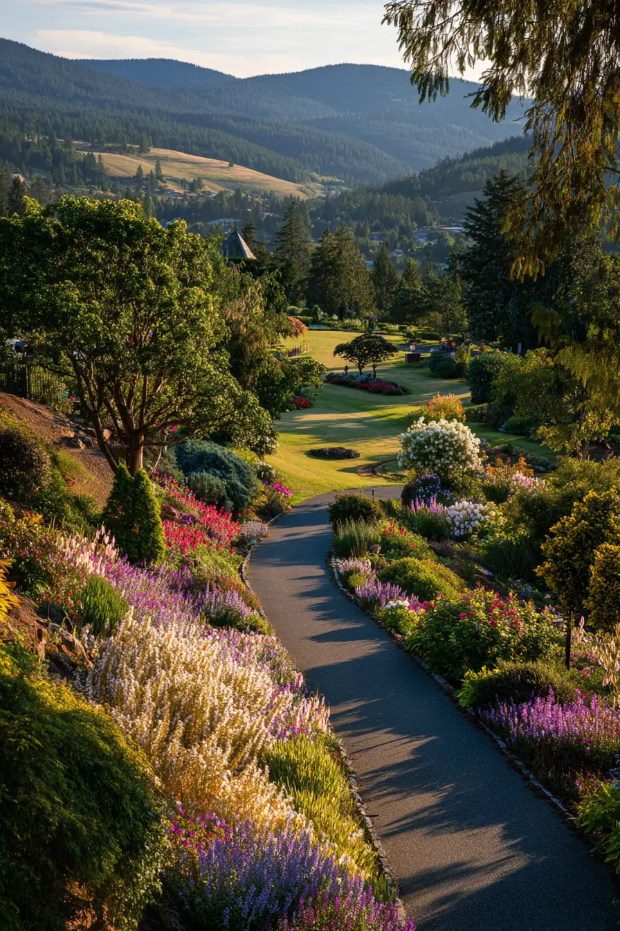 Garden Walkway with Scenic Mountain Views