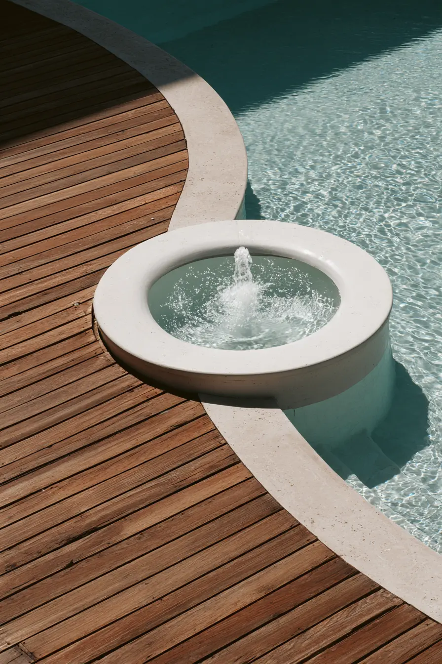 Wood Decking with Smooth Stone Coping