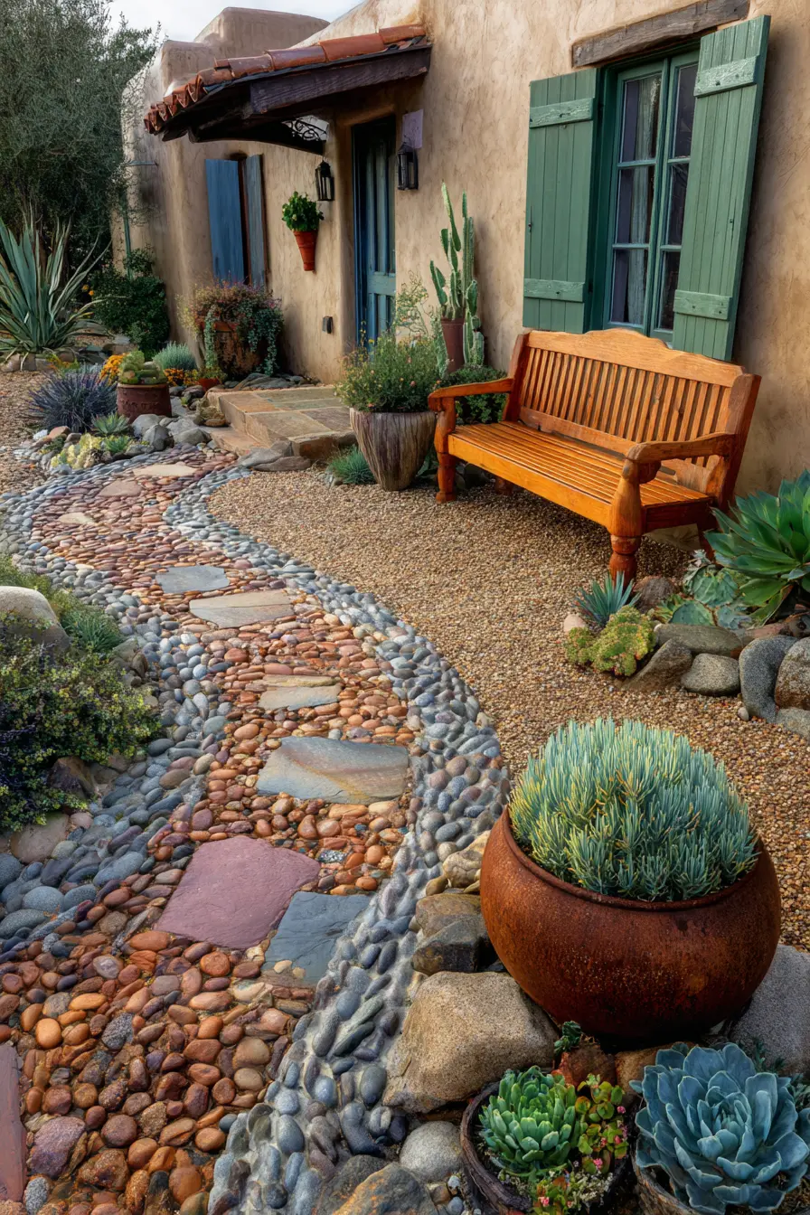 Rustic Paths and Pots Create Welcoming Courtyards