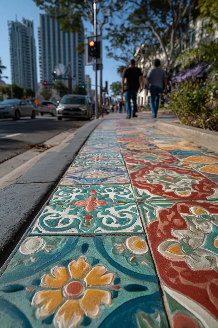 Vibrant Tile Edge with Artistic Flair