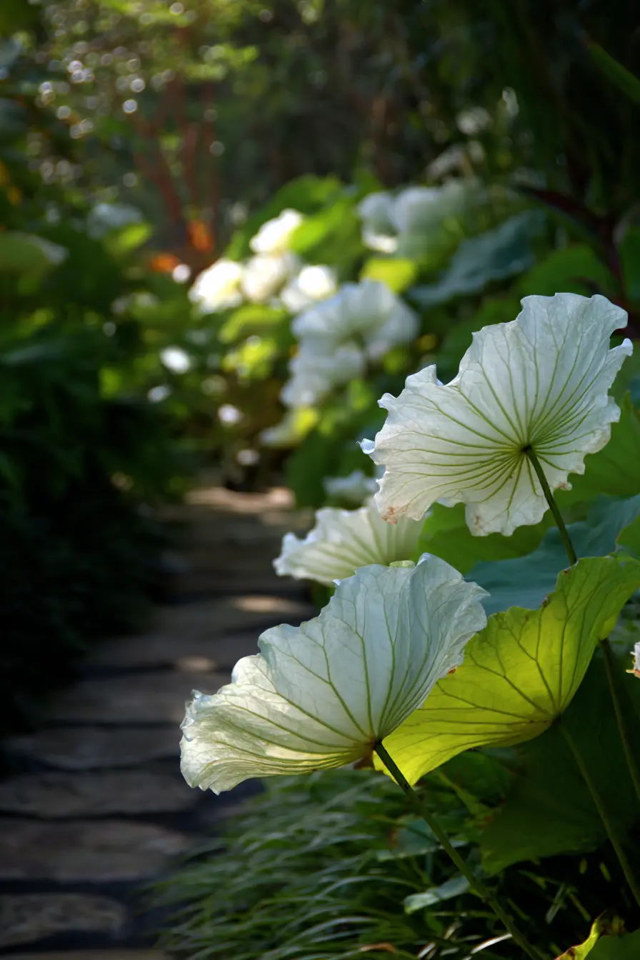 Large-Leaf Ground Cover for a Lush Garden Path