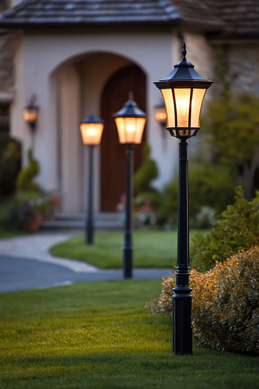Elegant Driveway Lamp Posts for Curb Appeal