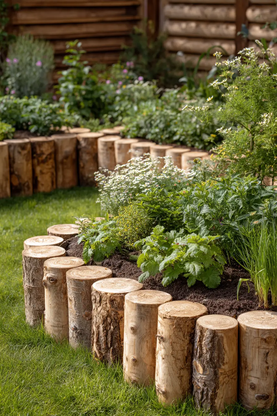Rustic Log Edging for a Natural Touch