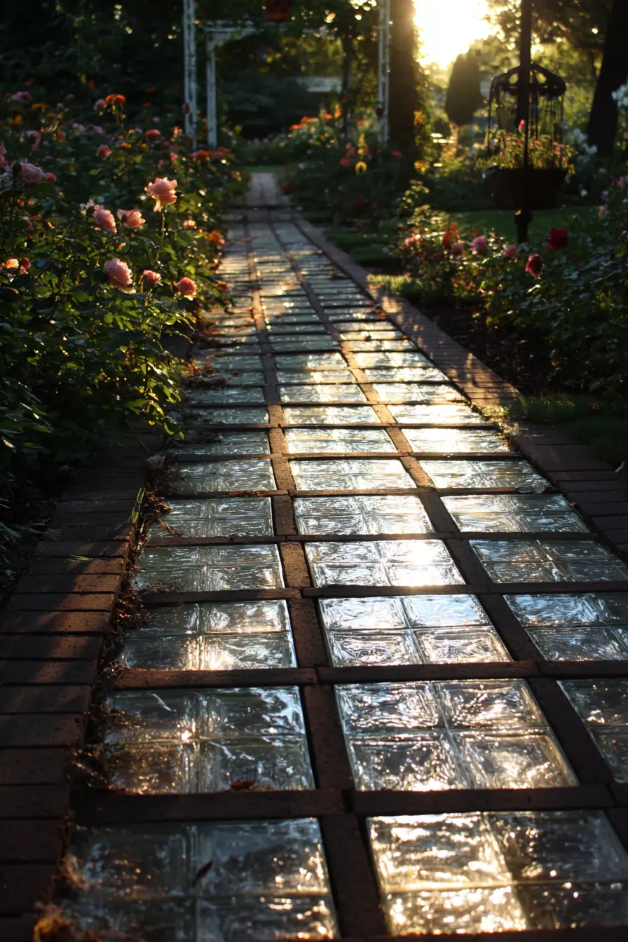 Glass Brick Paver Garden Walkway