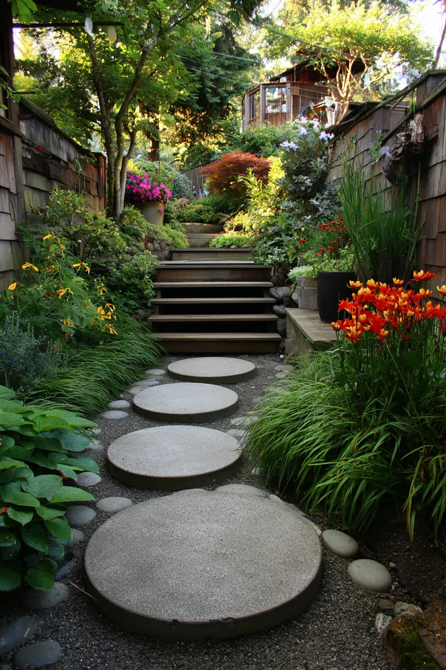 Creative Garden Stairs with Stepping Circles