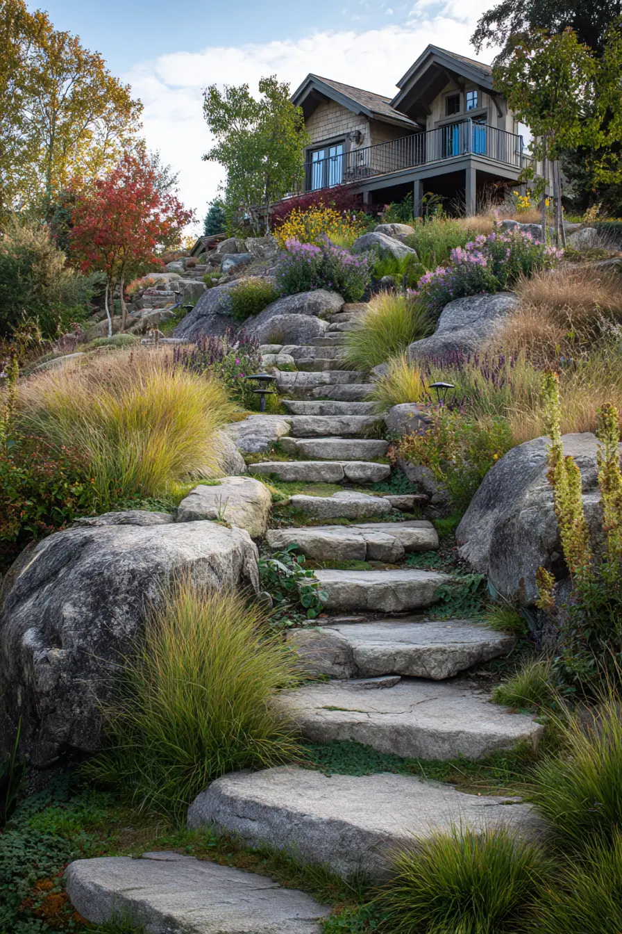 Stone Stair Border with Natural Hillside Appeal