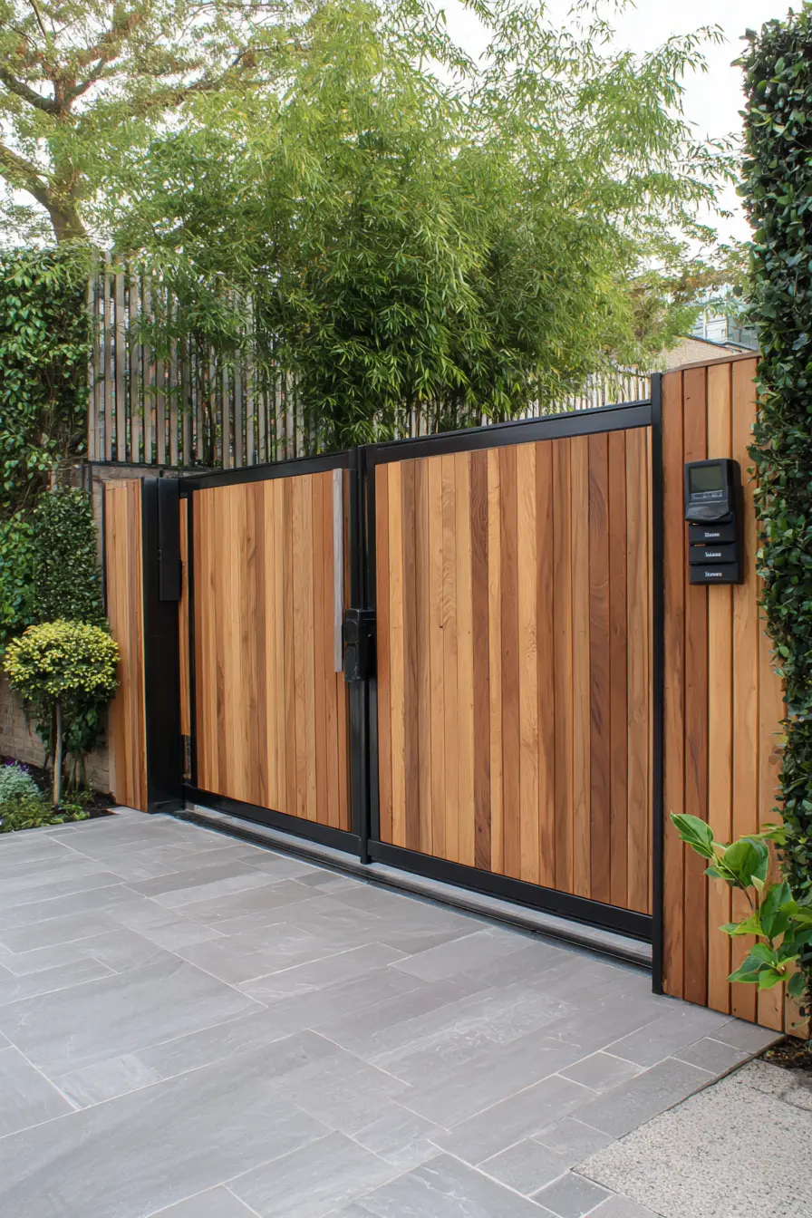 Sleek Wooden Gate with Modern Framing