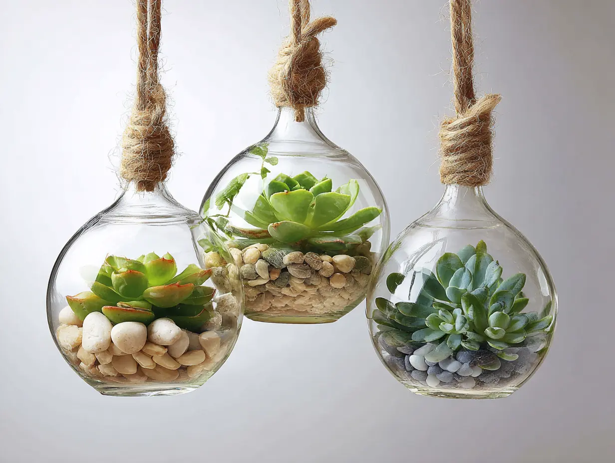 Hang Glass Terrariums for Small Succulents or Plants
