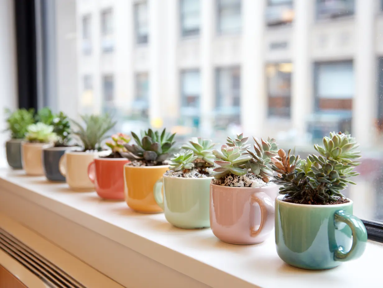Repurpose Old Cups as Planters for a Rustic Touch