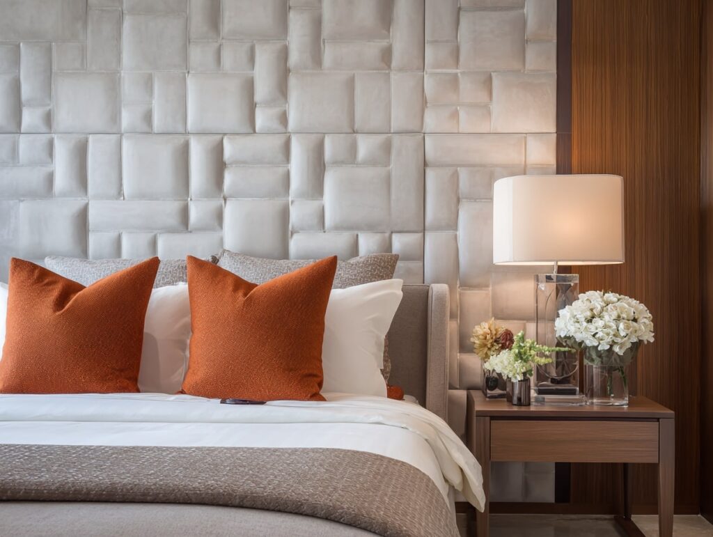 Modern Bedroom with a Striking Headboard Wall

