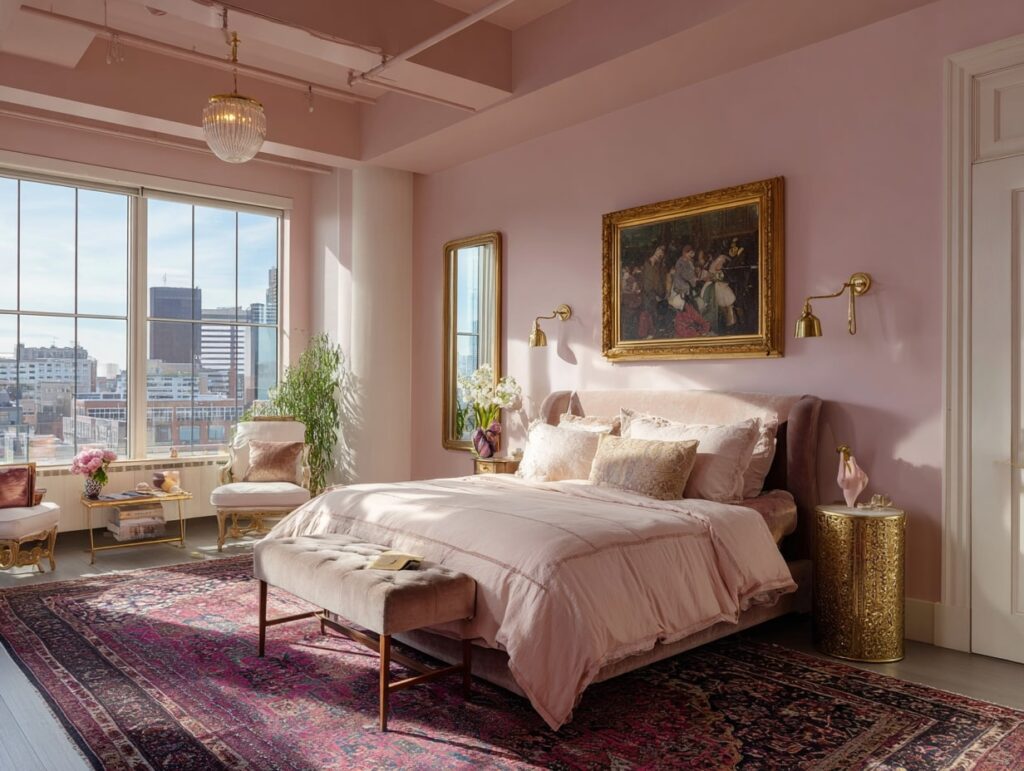 Vintage Glam Pink Bedroom

