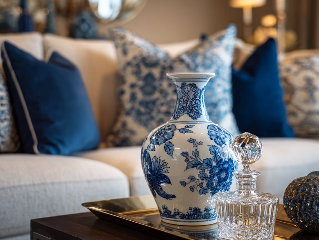 Blue and White Porcelain with Crystal Accent

