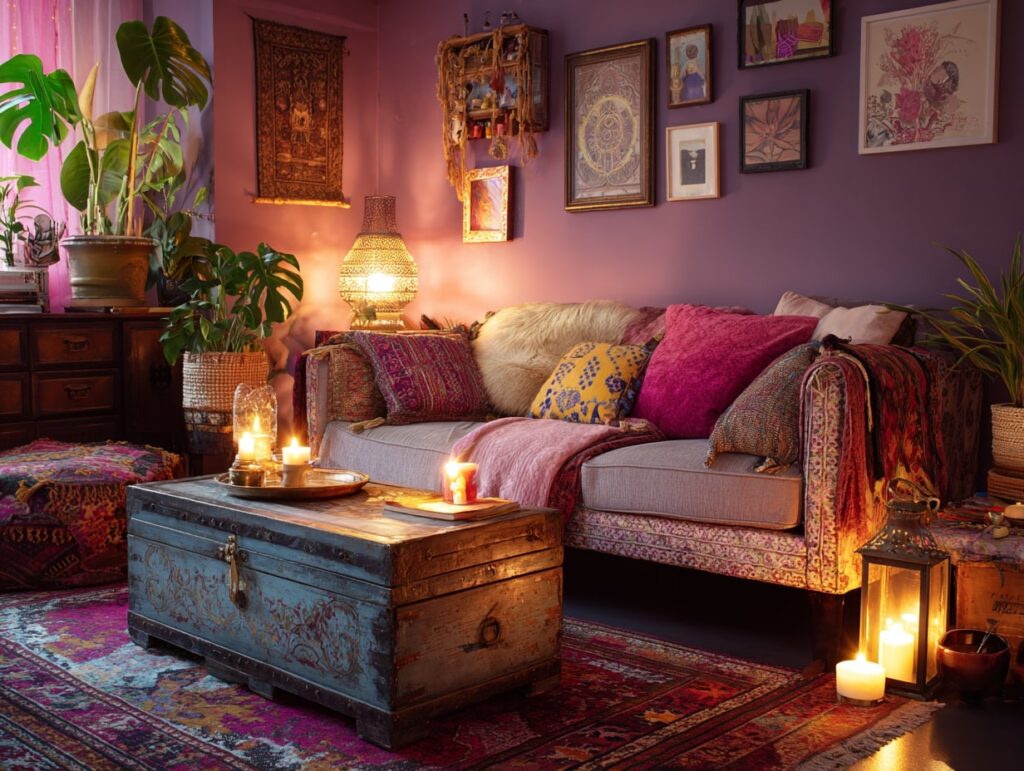 Cozy Boho Living Room with Warm Eclectic Charm