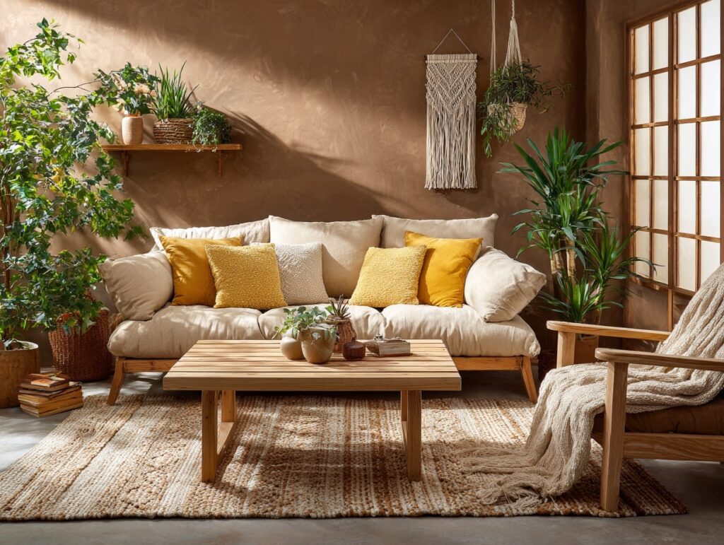 Sunny Boho Living Room with Natural Accents